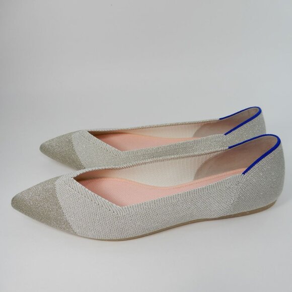 Rothy's The Pointed Toe Ballet Flat Slip On Sz 11.5 Diamond Metallic Shimmer NEW - Picture 6 of 15